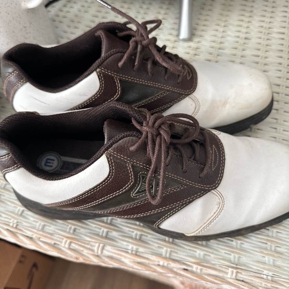Stylish Brown and White Golf Shoes